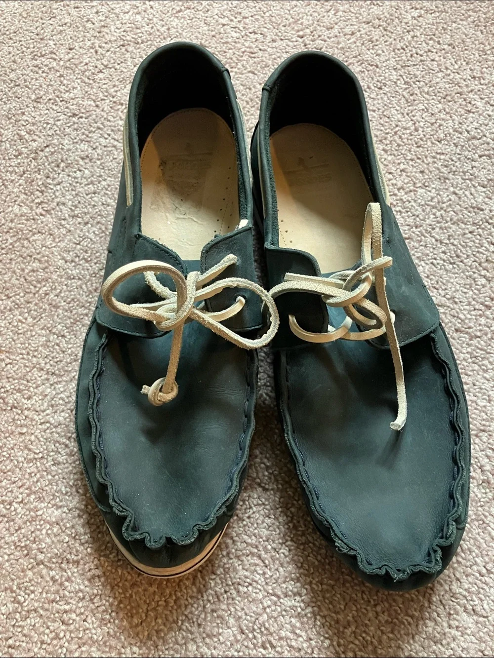 Men's Lace Boat Shoes in Navy/Grey with Contrast white Laces