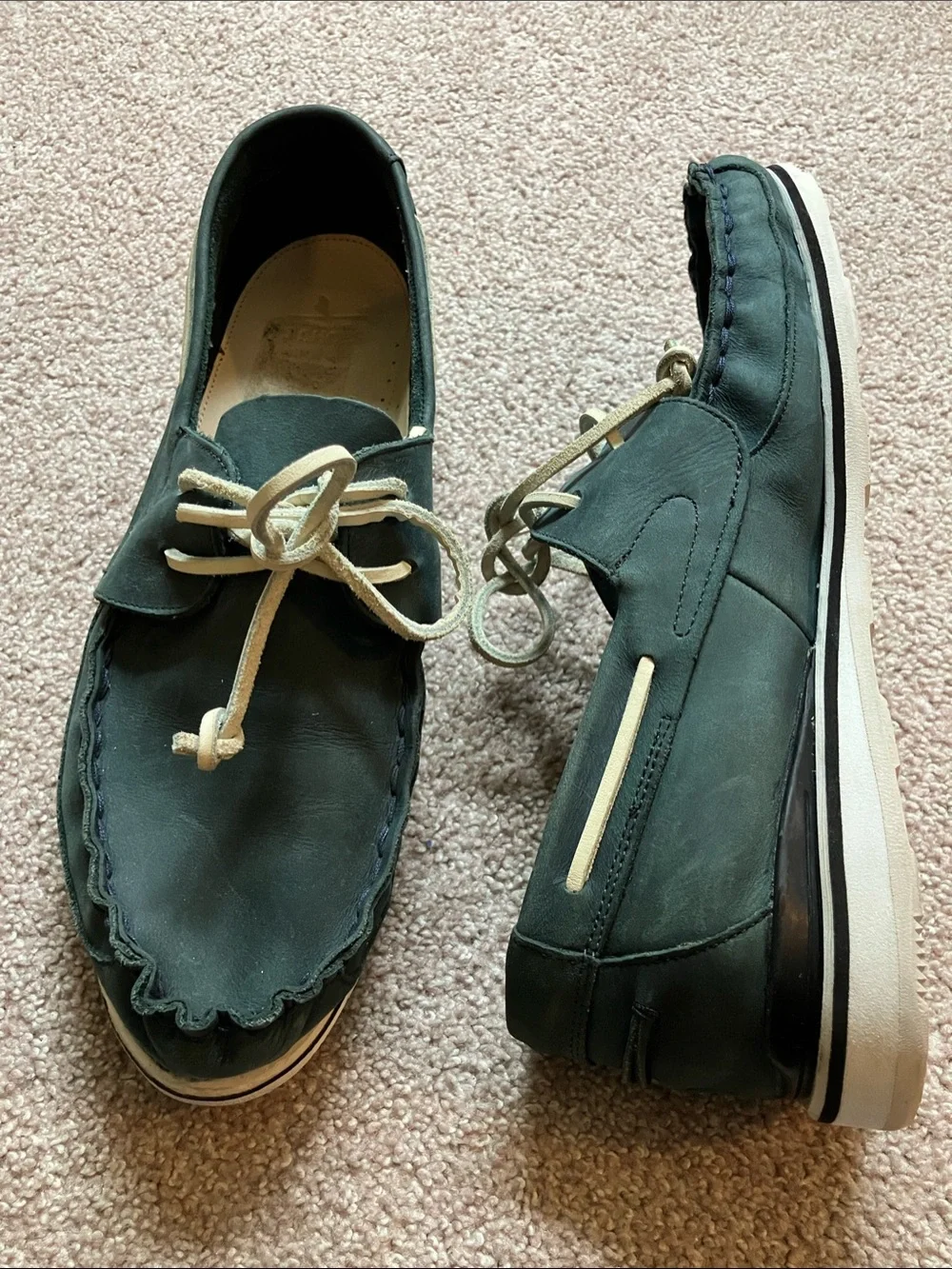 Men's Lace Boat Shoes in Navy/Grey with Contrast white Laces