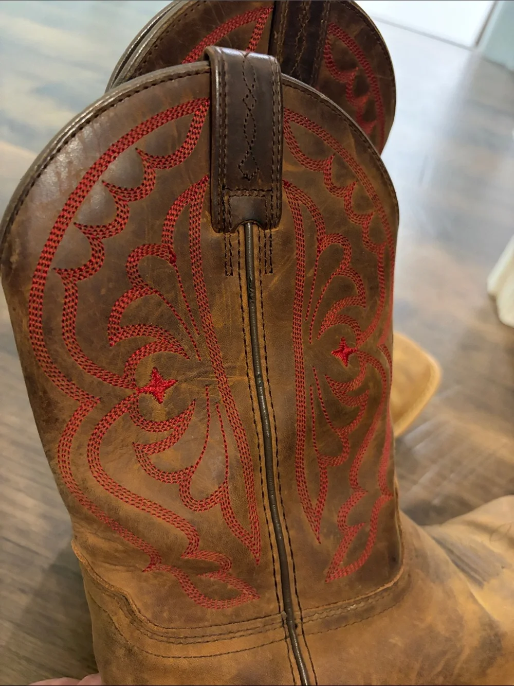 Ariat Brown Kids' Western Boots with Red Stitching