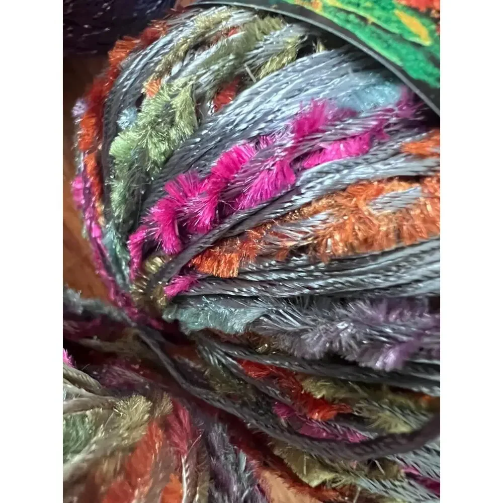 Coral Ribbon Yarn Lot of 2 | Novelty Ladder Yarn for Fiber Art