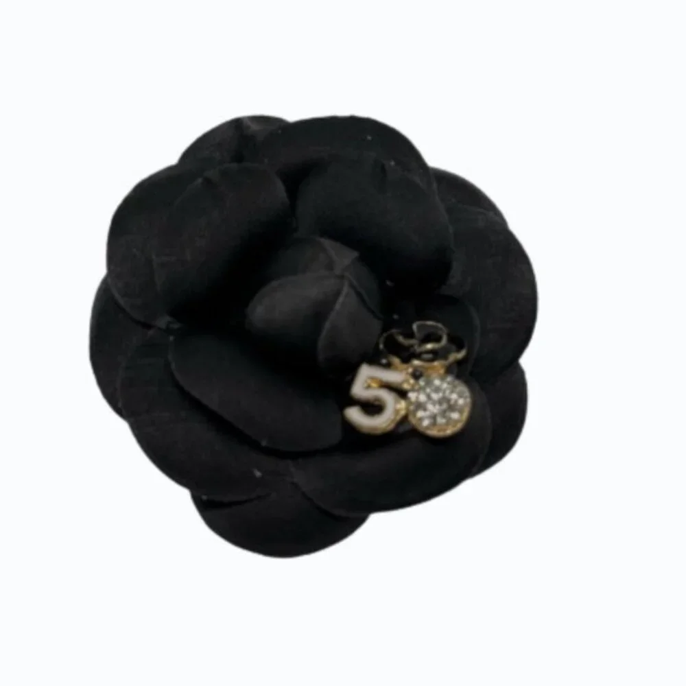 Camellia Style Flower Brooch | Designer-Inspired Luxury Pin | Black Tone
