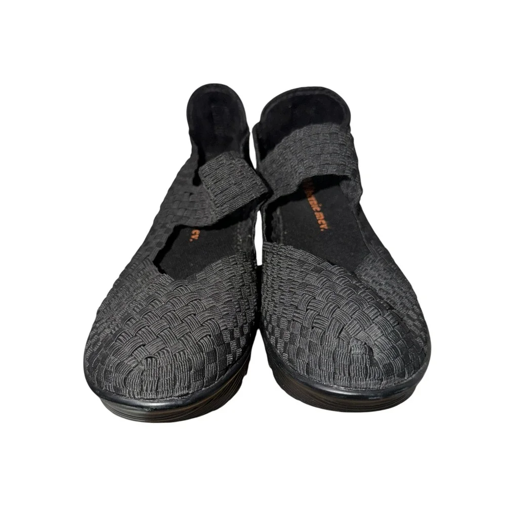Bernie Mev Black‎ Woven Mary Jane Wedge Comfort Shoes EU 41 US 10 Elastic