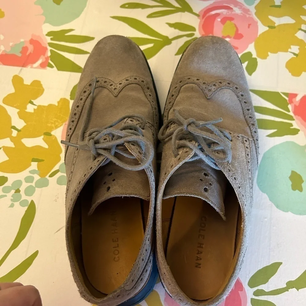 Cole Haan Lunar Grand Grey Suede W/Blue Sole Size 8.5