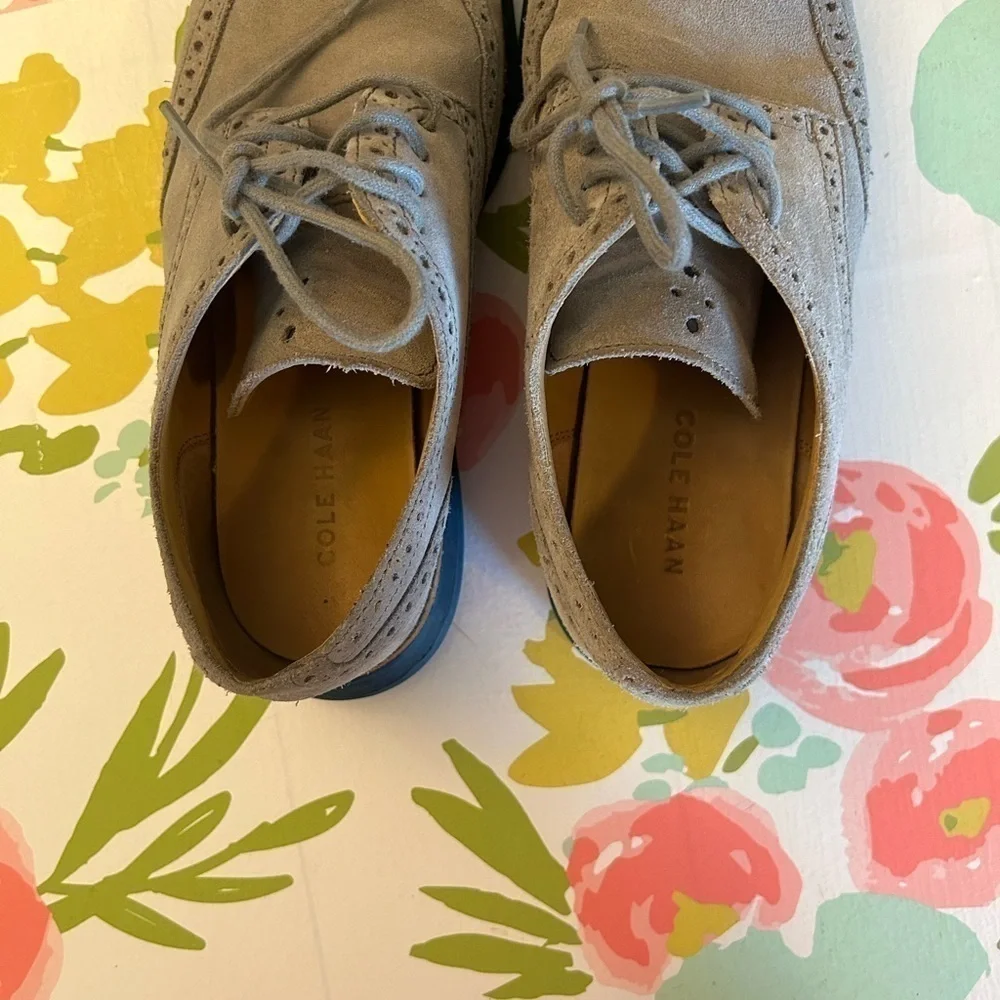 Cole Haan Lunar Grand Grey Suede W/Blue Sole Size 8.5