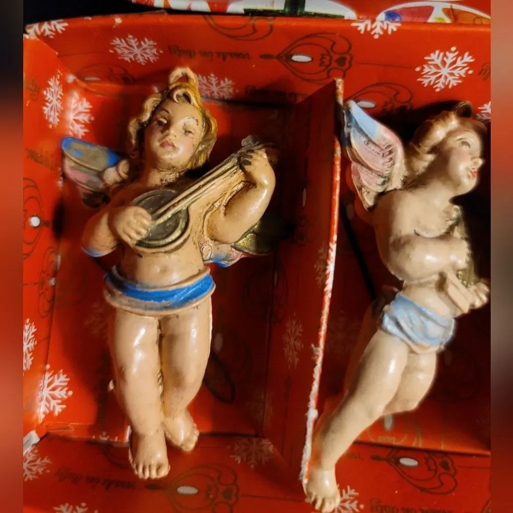 Vintage Musical Cherub Angel Ornaments Set of 17 Baroque Style