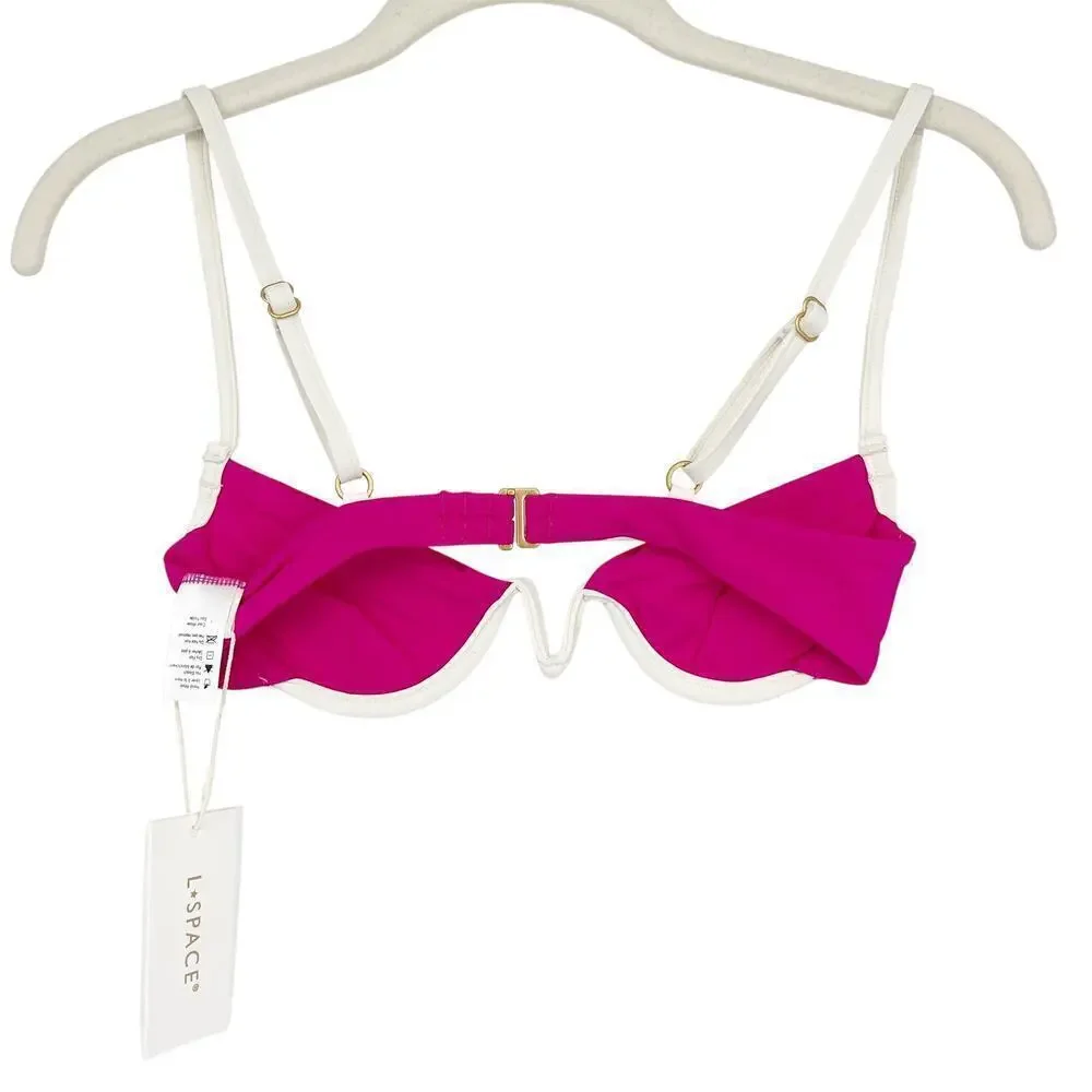 L*Space Nico Underwire Bikini Top Bougainvillea & Cream Hot Pink Size XS NEW