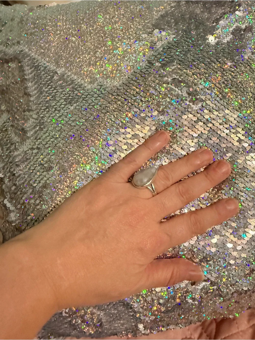 Sequin Sparkle Pillow Silver Holographic