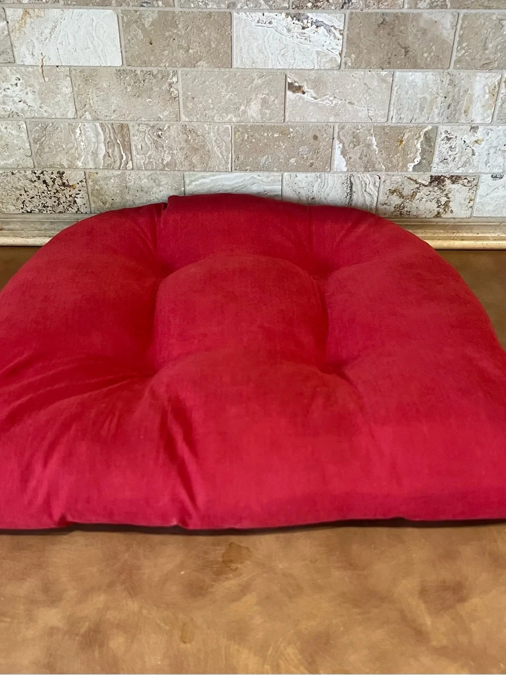 Chair Cushions, Tufted in Red /crimson; Set of 3, good condition