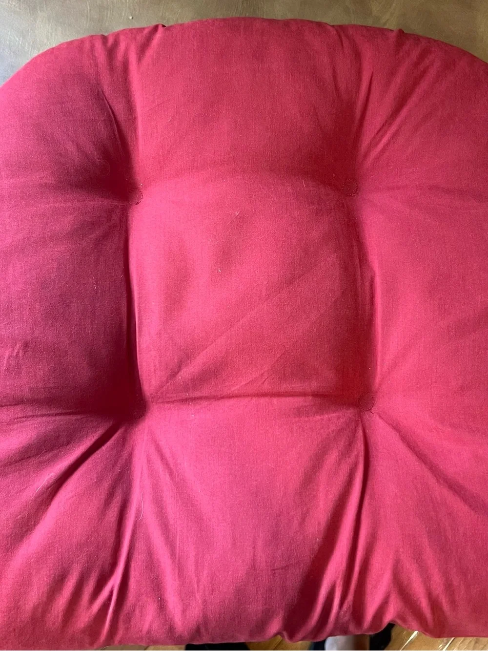 Chair Cushions, Tufted in Red /crimson; Set of 3, good condition