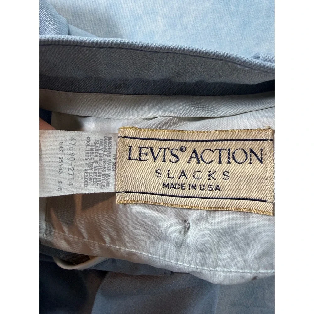Levi's Action Slacks Mens 40x31 Blue Gray Excellent Vintage USA Made Trousers