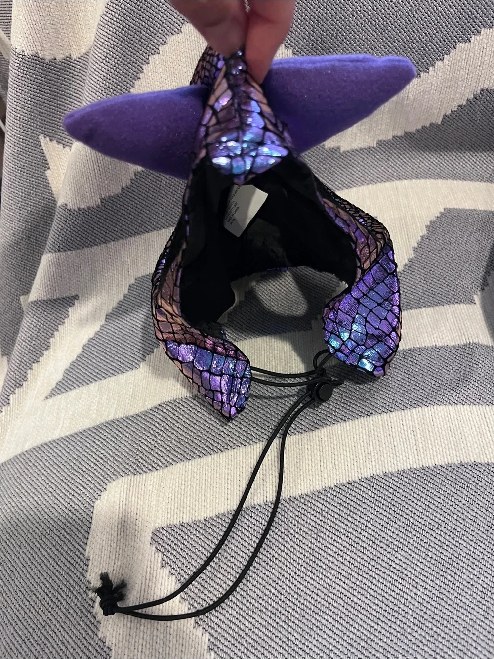 Vibrant Life Dragon Dog Costume Iridescent Metallic Purple Teal Wings Hat M