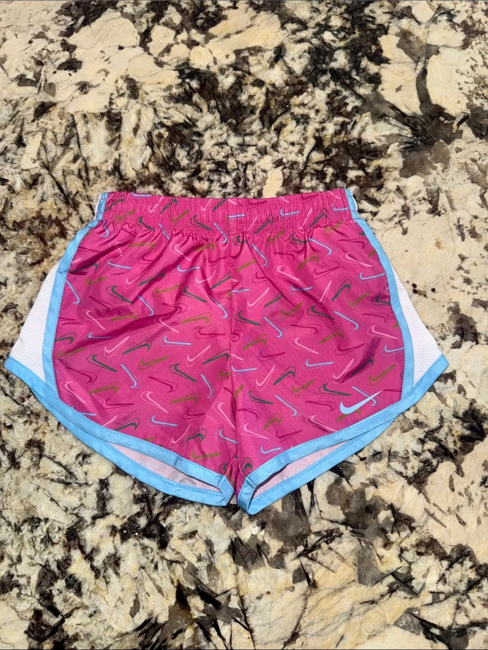Nike Pink Swoosh-Print Girls' Athletic Shorts-Brand New With Tags