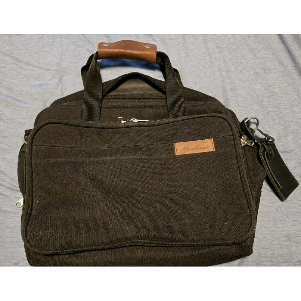 Vintage Eddie Bauer Executive Travel Briefcase Laptop Bag Leather Trim YKK