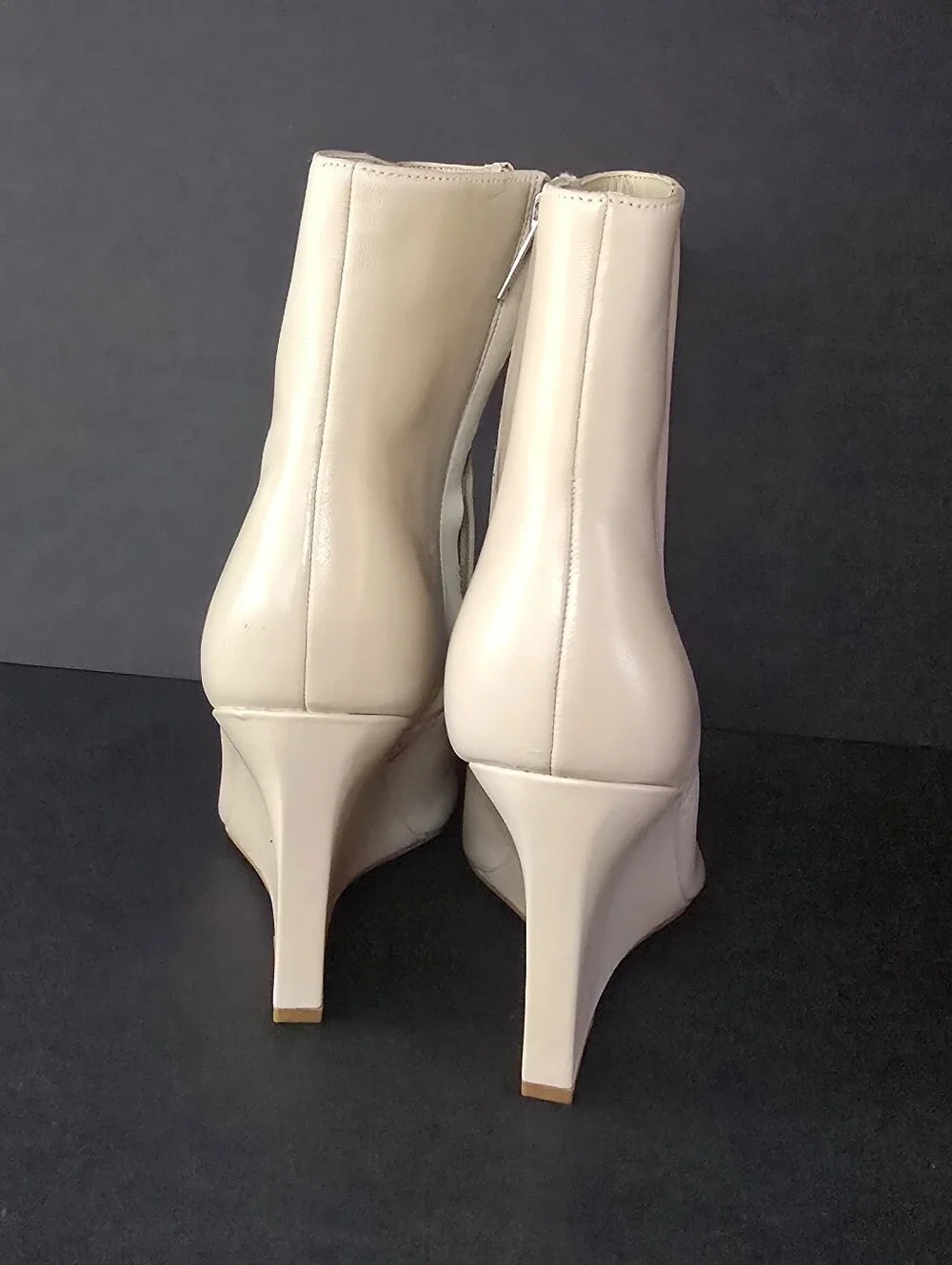Marc Fisher Dayna Beige Leather Wedge Ankle Boots New Sz 11M