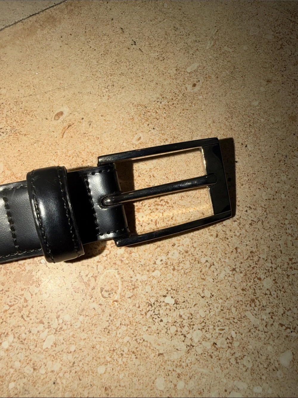 Brooks Brother Classic Black Leather Men's Belt with Tan Interior