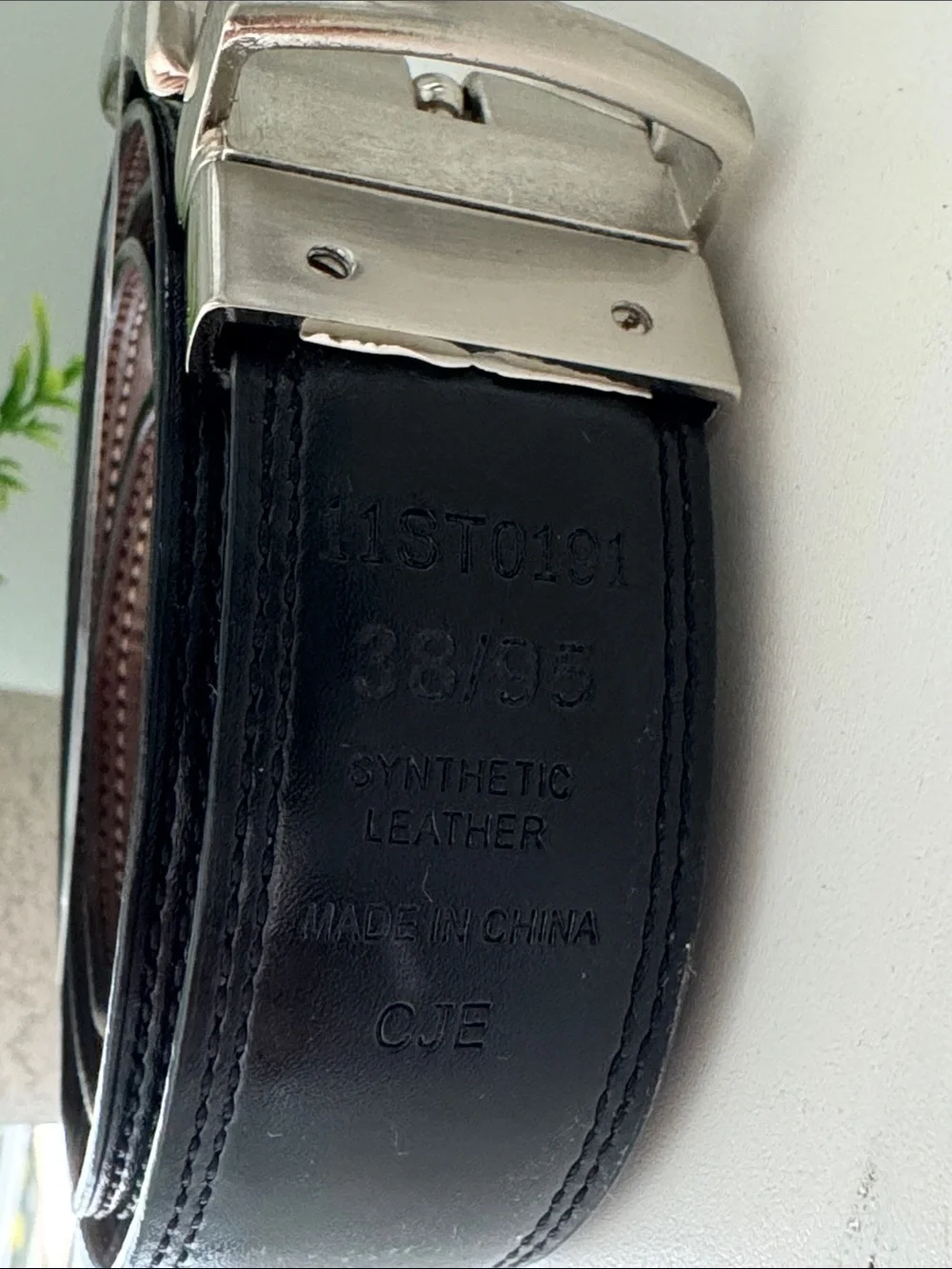 Men's Classic Brown Reversible Black Leather Belt with Silver Buckle