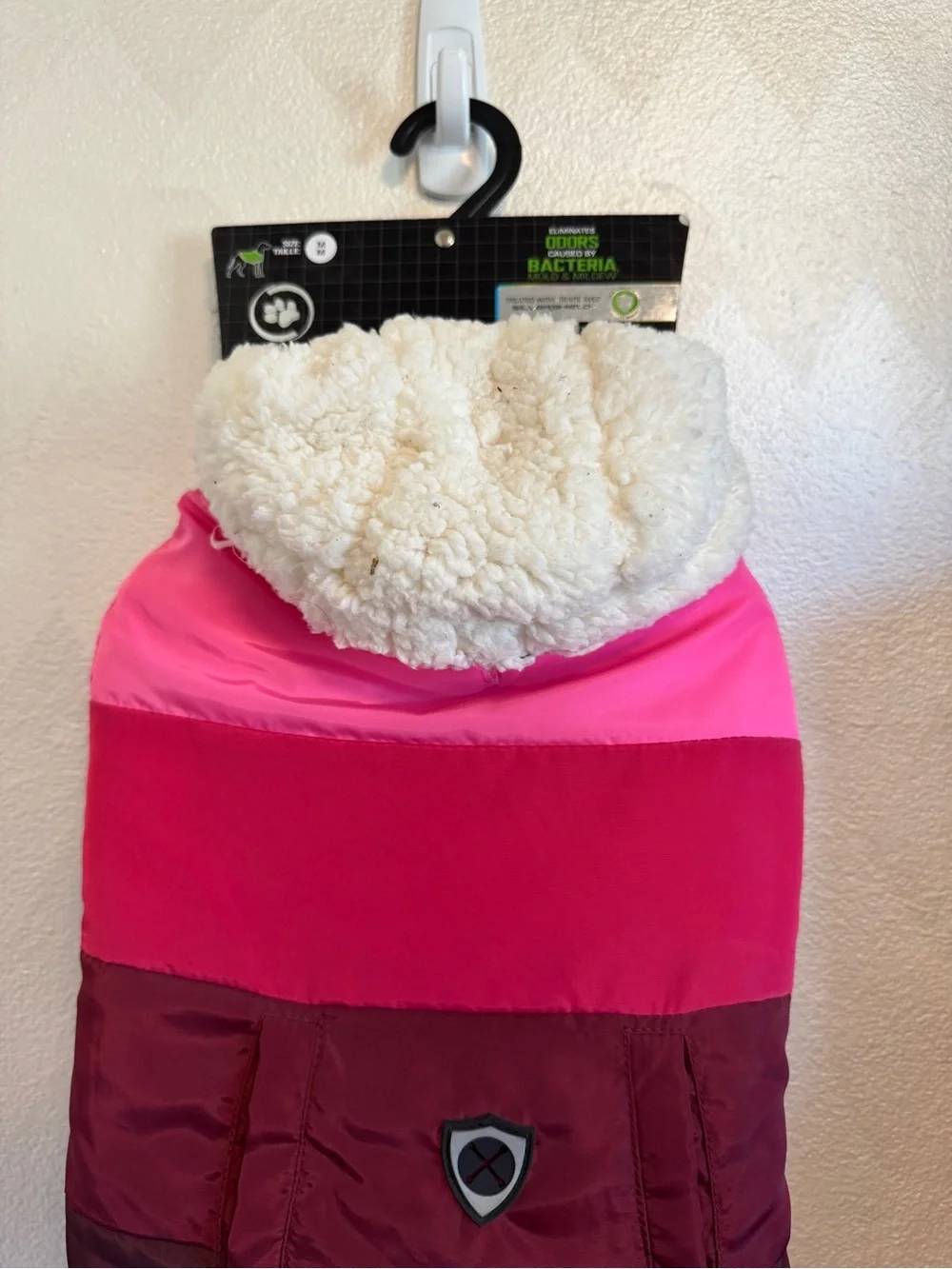 Silverpaw dog coat, Colorblock Pink & Maroon - Fleece lined, medium size  -