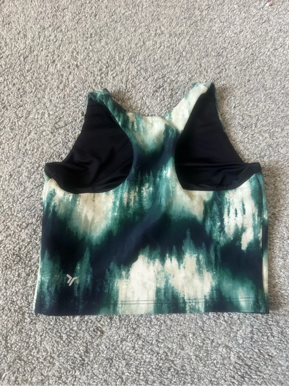 Old Navy Green and White Tie-Dye Racerback Crop Top