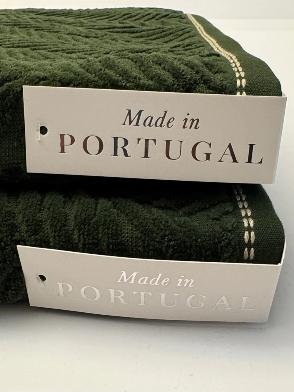 2pc FELPINTER Extra Long Combed  Cotton Bath Towel Set - Velour Leaf -Green