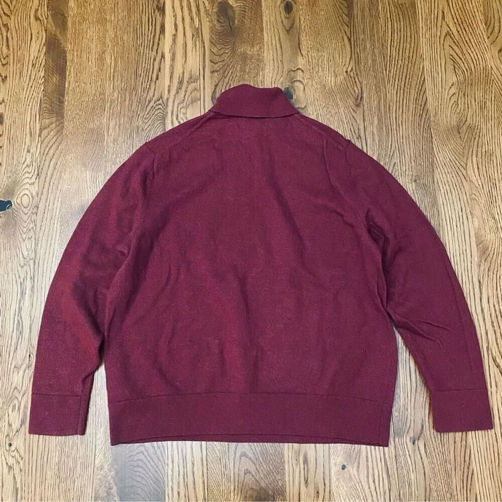 BANANA REPUBLIC Baruffa Mens S/M Red Moda Merino Wool Soft Turtleneck Sweater*