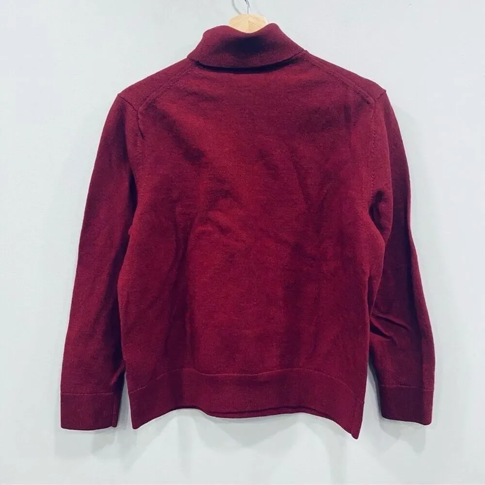 BANANA REPUBLIC Baruffa Mens S/M Red Moda Merino Wool Soft Turtleneck Sweater*