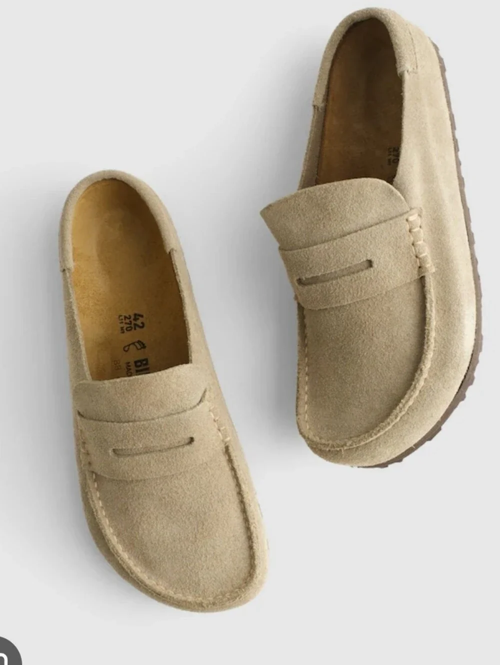 Birkenstock Suede Penny Loafers in Beige
