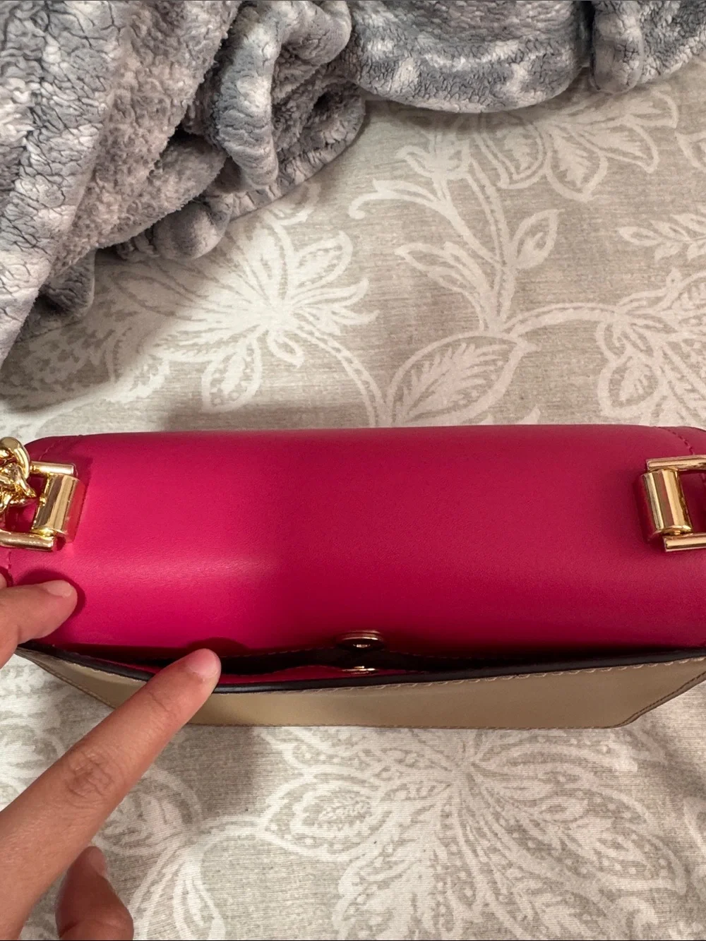 Michael Kors Colorblock Leather Crossbody in Fuchsia, Blush & Tan