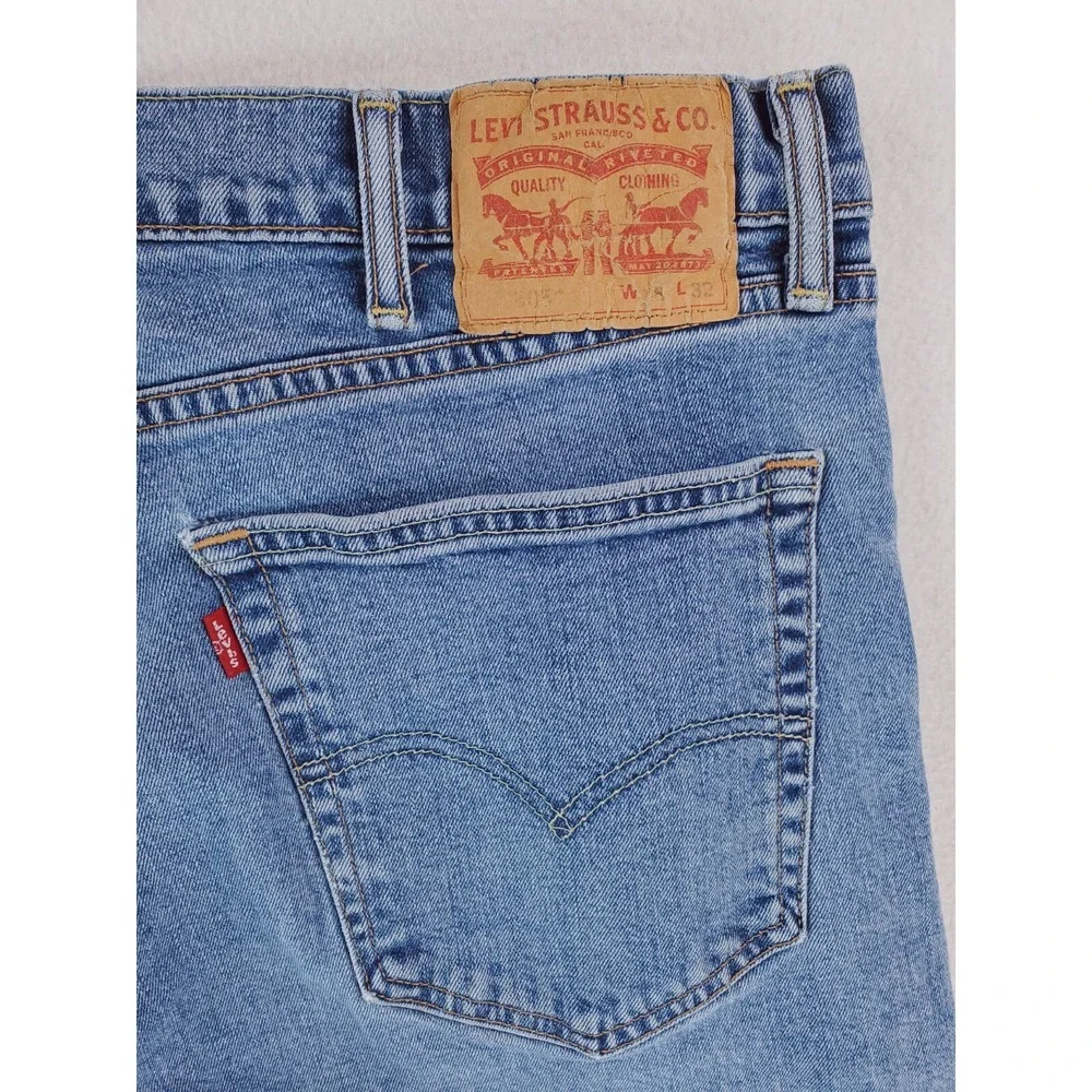 Levis 505 Jeans Mens 38x32 Blue Regular Straight Stone Wash Work Pants Red Tab
