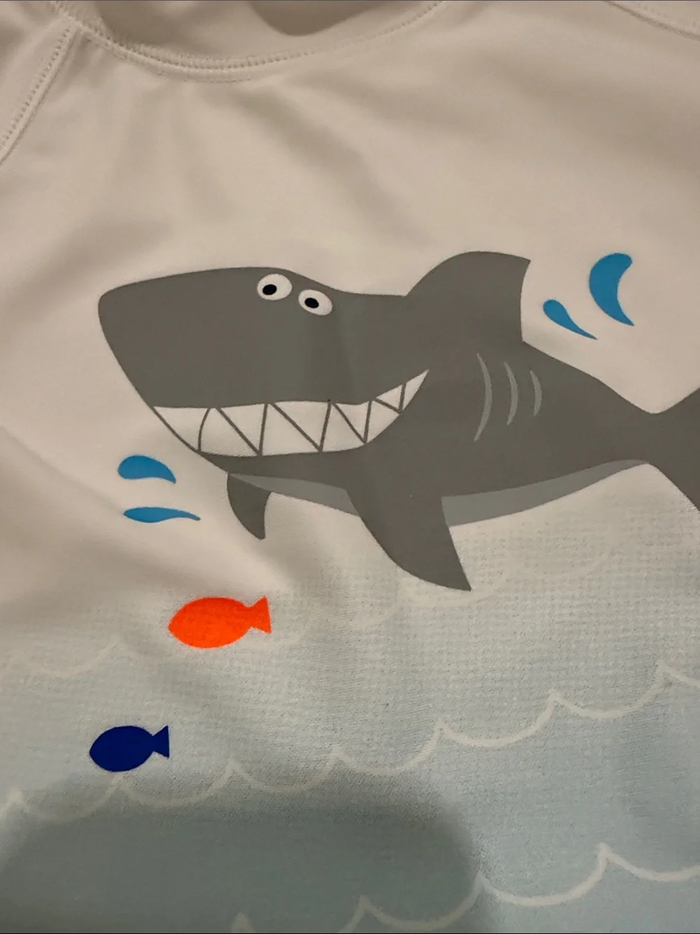 Koala Kids swim top long sleeves White & Light Blue Shark Swim Rashguard