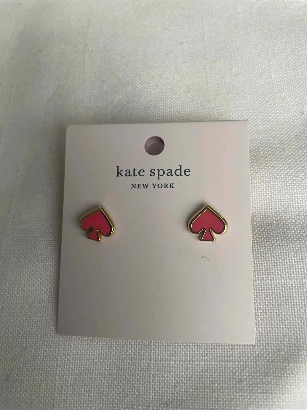 kate spade Pink Spade Icon Stud Earrings with Gold Trim NWT