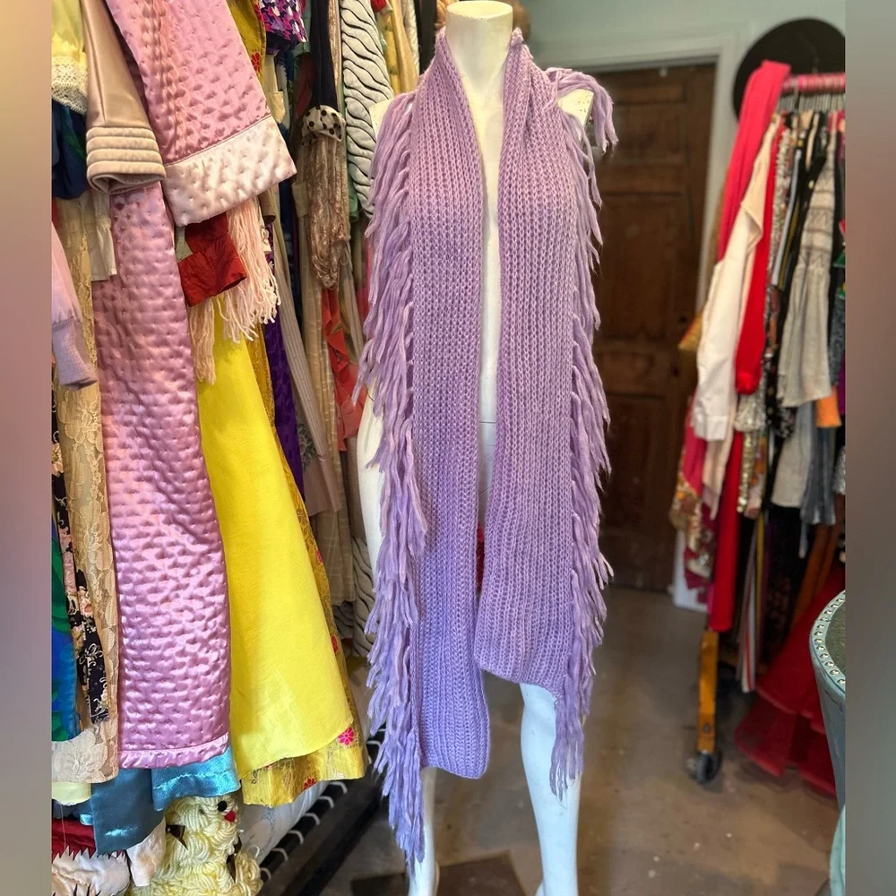 Long Lilac Fringe Scarf