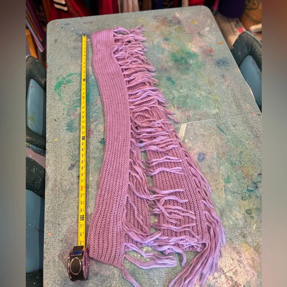 Long Lilac Fringe Scarf