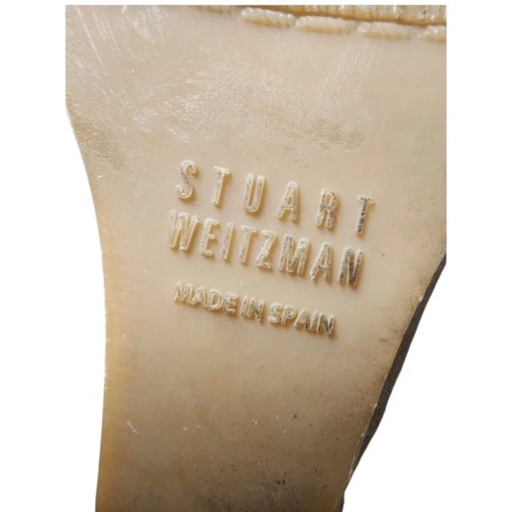 Stuart Weitzman 'Bucalina' Wedge Pumps Size 9.5 Lizard-Embossed Leather Beige