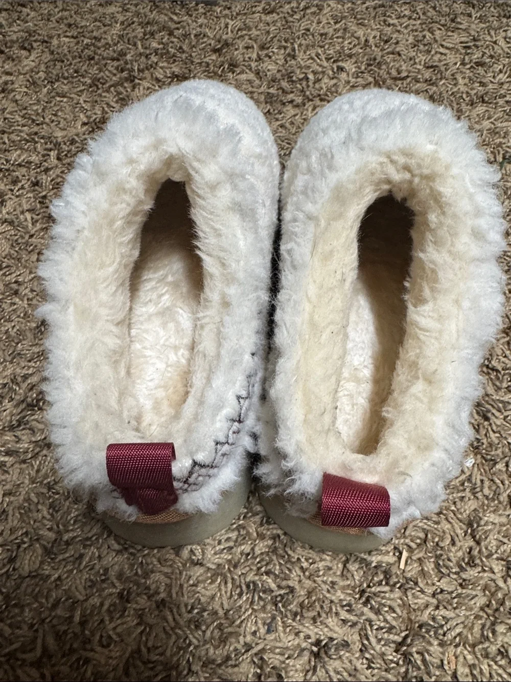 Amazon Cream Sherpa Platform Slip-On Clogs with Pink Accent