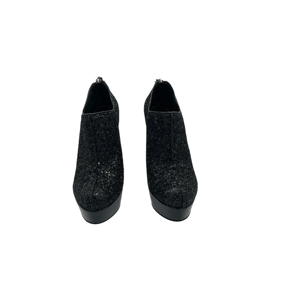Miu Miu Black Glitter Platform Booties Pumps High Heels EU 38 US 8