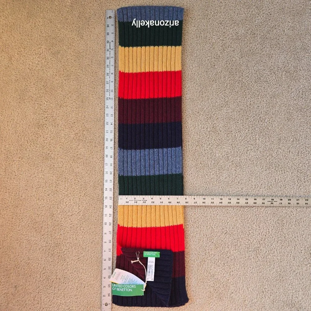 NWT Benetton Wool Stripe Colorblock Scarf Colorful