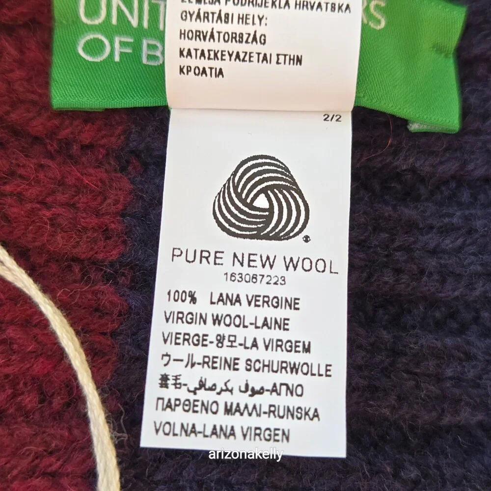 NWT Benetton Wool Stripe Colorblock Scarf Colorful