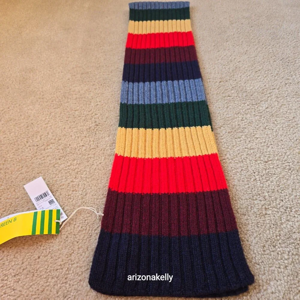 NWT Benetton Wool Stripe Colorblock Scarf Colorful