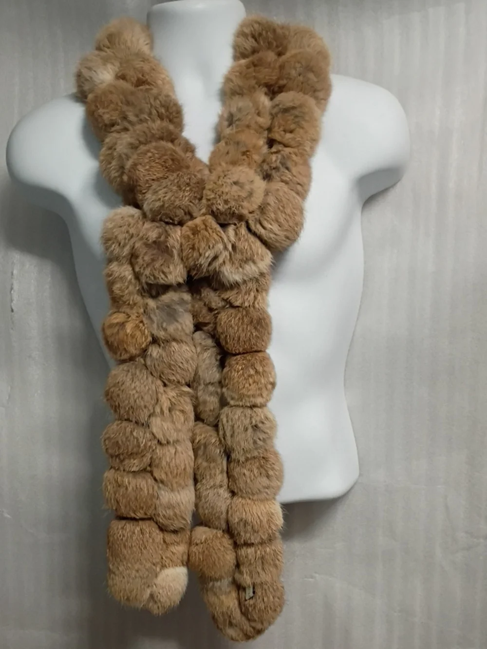 Lord and Taylor P lush Pom-Pom Rabbit Fur Scarf