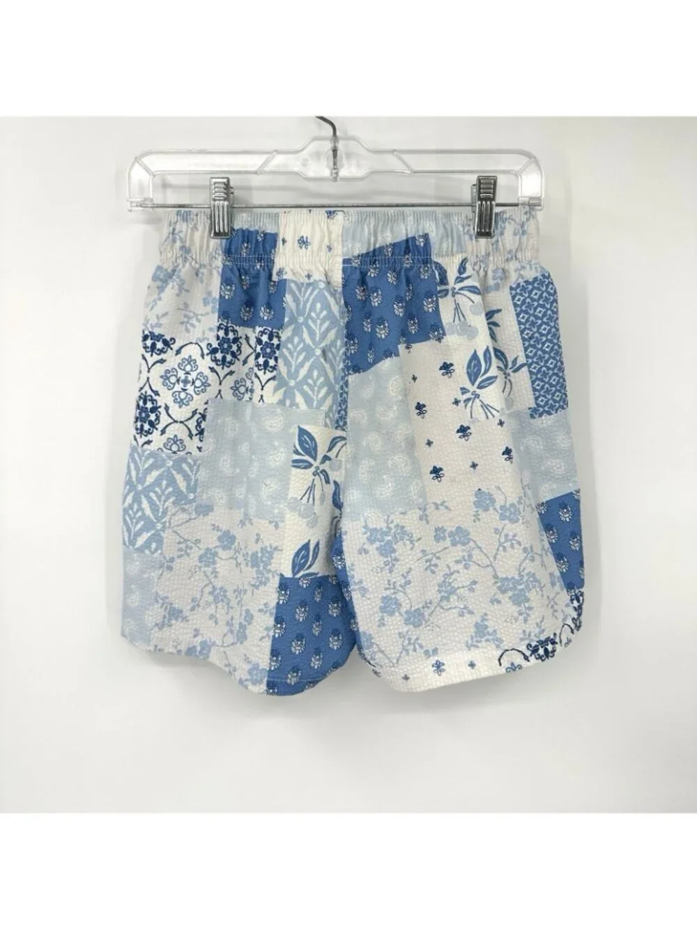 HOLLISTER shorts floral blue beach XS lined 4 way stretch drawstring summer