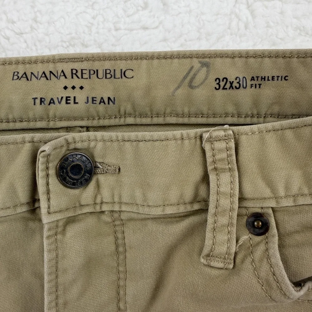 Banana‎ Republic Travel Jean Mens 32x27 Khaki Athletic Fit Stretch Chino Pants