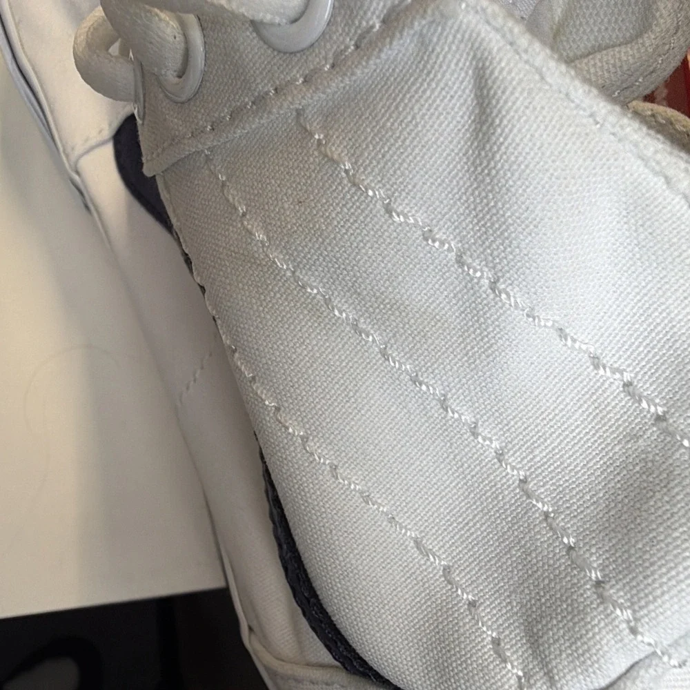VANS Sk8-Hi Tapered Sport Platform Shoes White Canvas Navy Women 9‎ Men 7.5