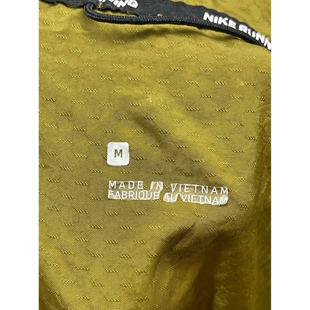 Nike Running Quarter Zip Windbreaker Jacket Olive Green Neon Yellow Size M