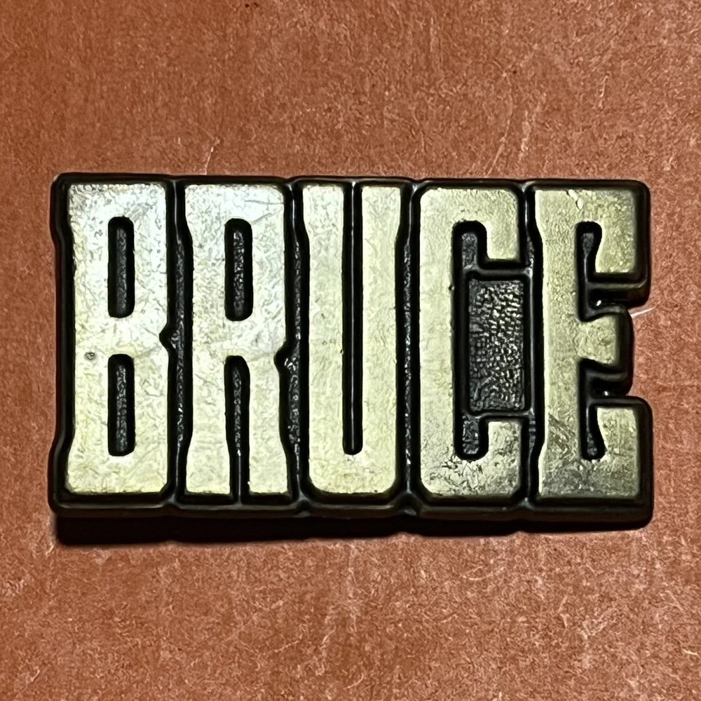 Vintage Style Bruce Name Belt Buckle Silver Tone Metal Western Accessory