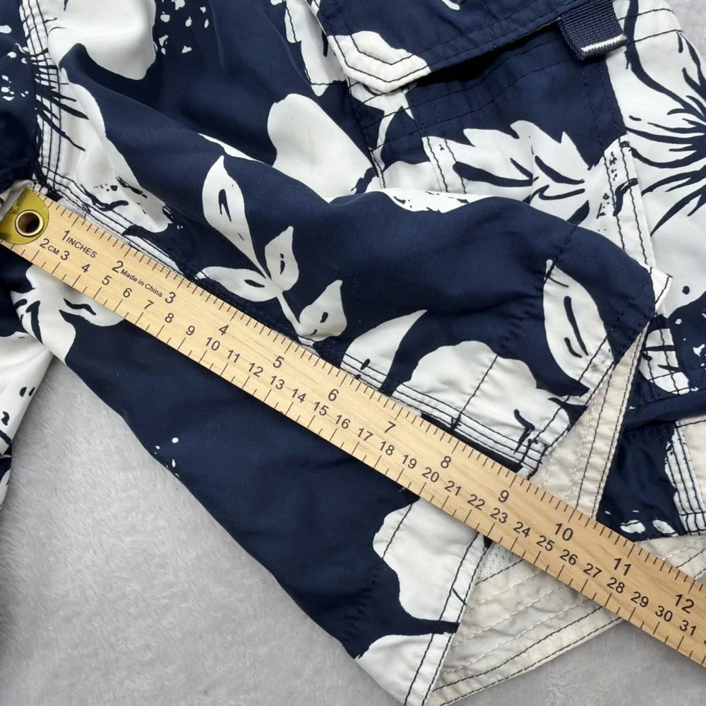 VTG Y2K Abercrombie Tugger Board Shorts Mens M Blue All Over Floral Cargo Swim