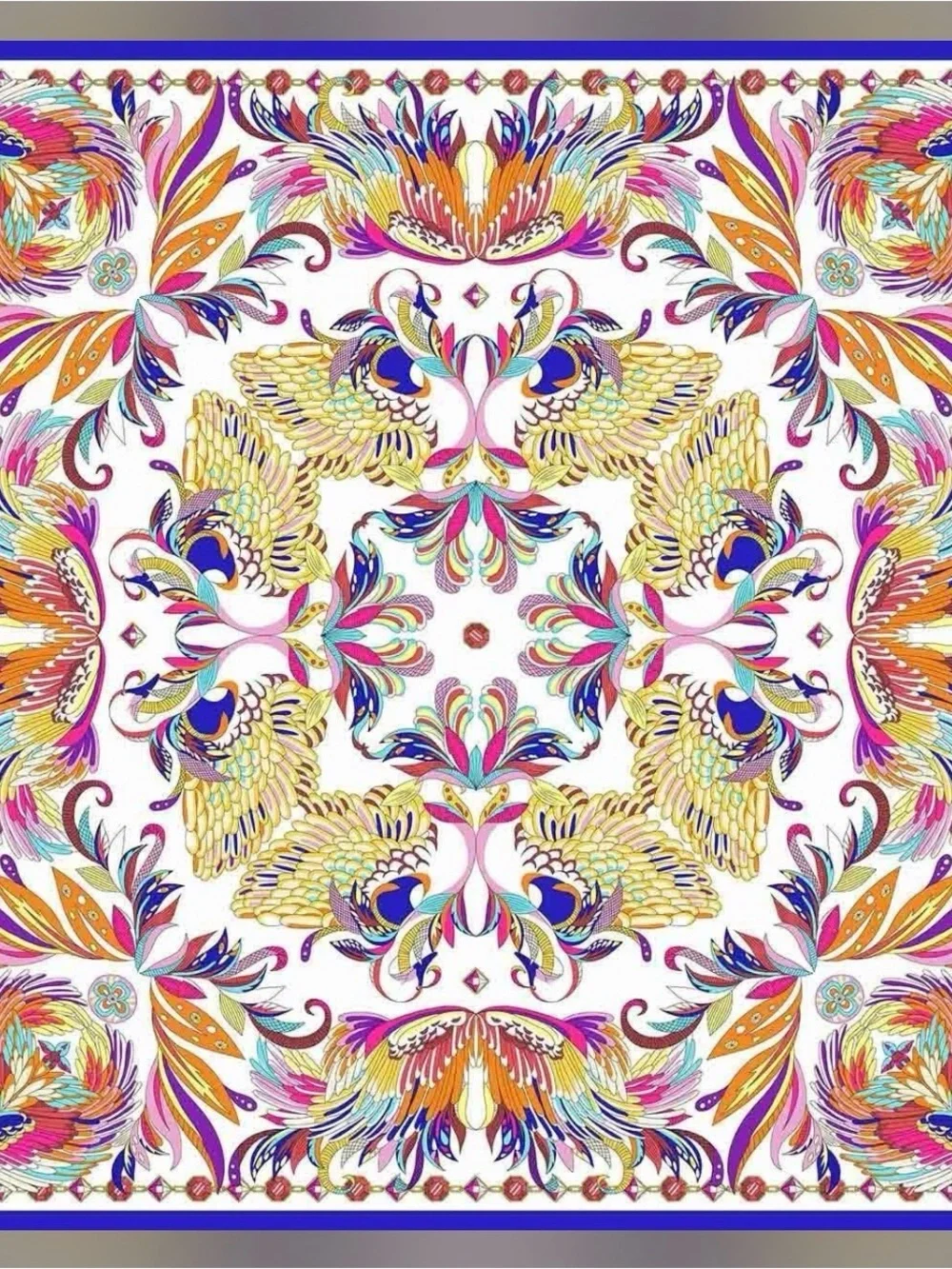 🦚 Silk Scarf Vibrant European