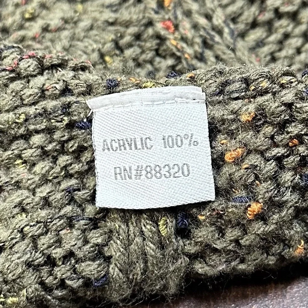 C.C Exclusives Infinity Scarf Olive Green Cable Knit Tweed Fleck Chunky Womens