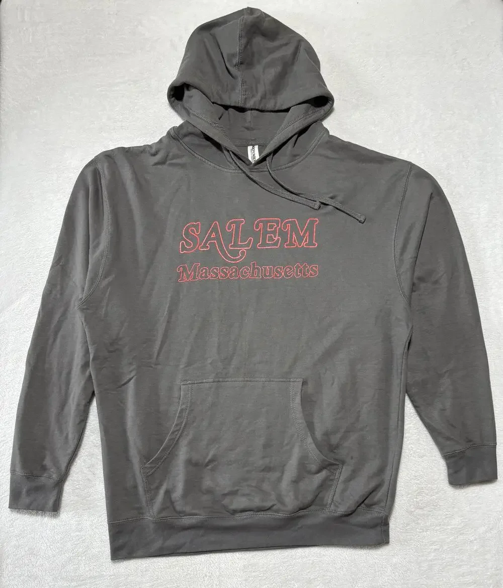 Salem Massachusetts Hoodie Sweatshirt Mens XL Gray Graphic Family First Horror