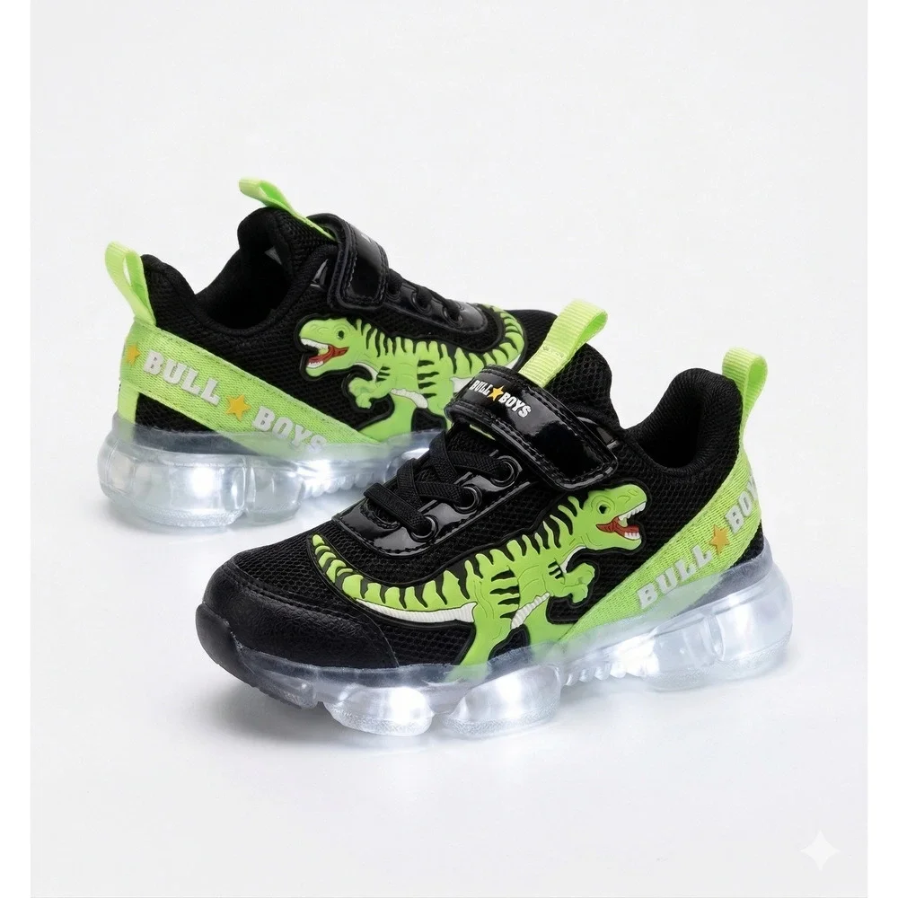 New Bull Boys DNAL2130 T-Rex Light Up Dinosaur Sneakers Boys size US 9 EU26