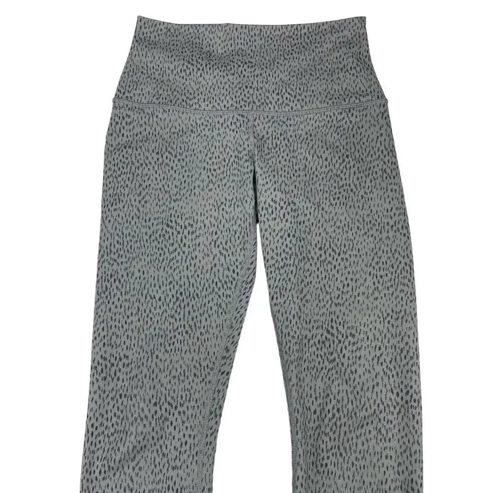 LULULEMON Wunder Under Crop II Luon Roll Down Sz 4 Dottie Dash Slate Black